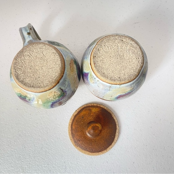 Martha Ungate signed Pottery cream and sugar bowls - Picture 4 of 4